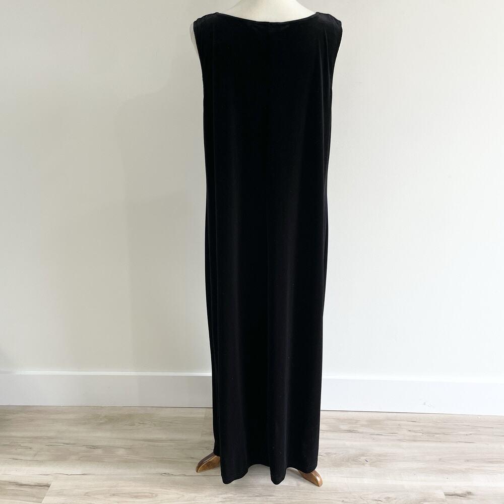 Vintage Sheri Martin Black Velvet Sleeveless whimsy goth Maxi Dress Size 18W - Picture 2 of 6